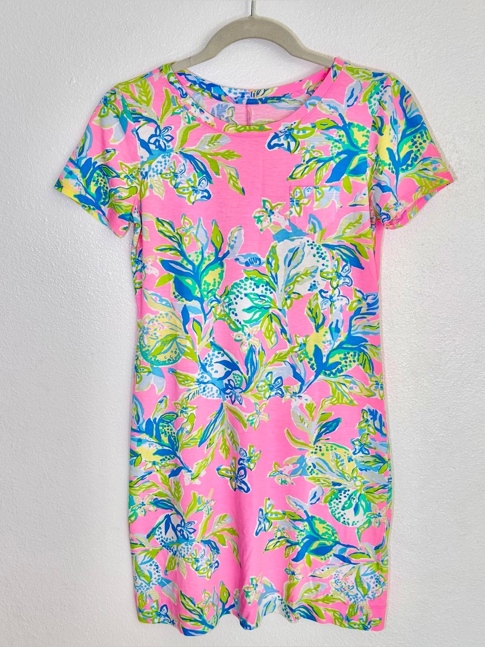 Lilly Pulitzer Declan Dress XS Squeeze The Day Pink Floral Pima Cotton Shift